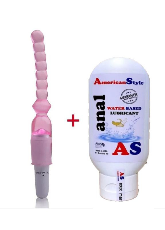 Вібропробка анальна рожева зі стимулятором клітора та сосків + лубрикант Банан No Brand (340914287)