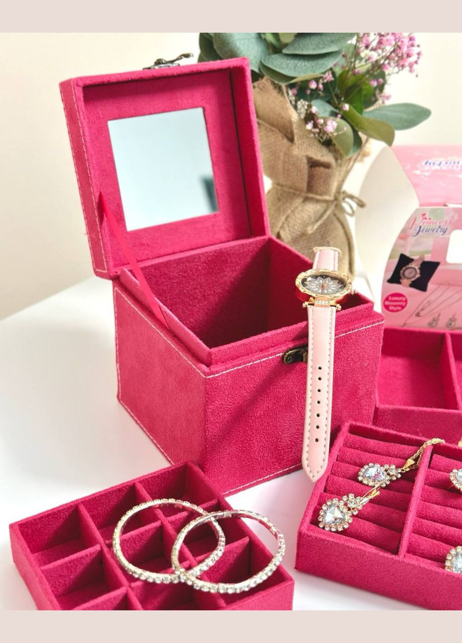 Детский набор украшений 769-26 зеркальце, украшения, часы, в чемодане Малиновый Fun Game (327217379)