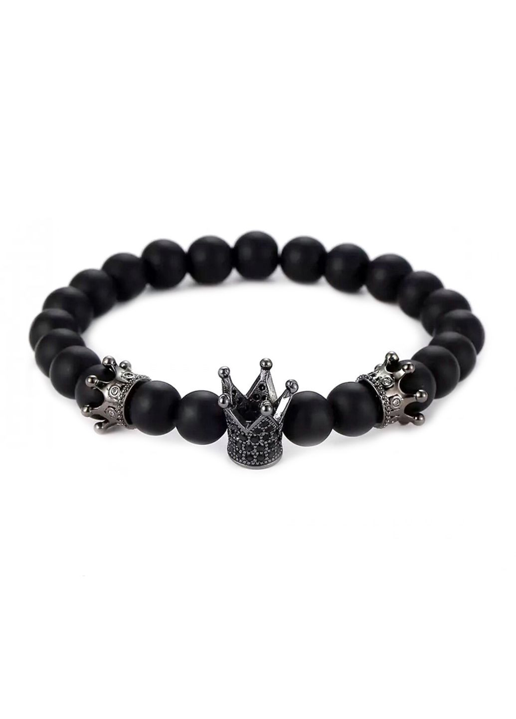 Браслет із шунгіту з коронами чорного кольору (20048) Hemst (302245285)