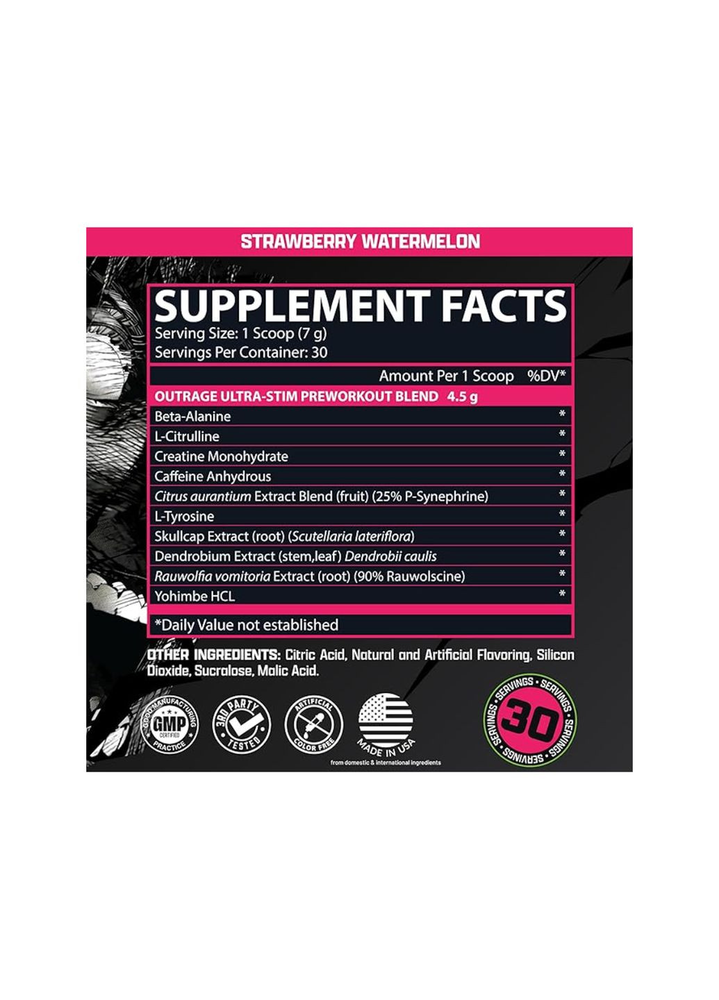 Предтренувальний комплекс для чоловіків Outrage 7.35 г полуниця-кавун енергія концентрація Nutrex (367957758)