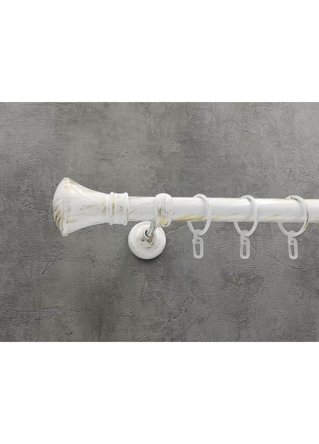 Карниз Люксор гладка штанга одинарний відкритий 25 мм 160 см біле золото Quadrum (352778284)