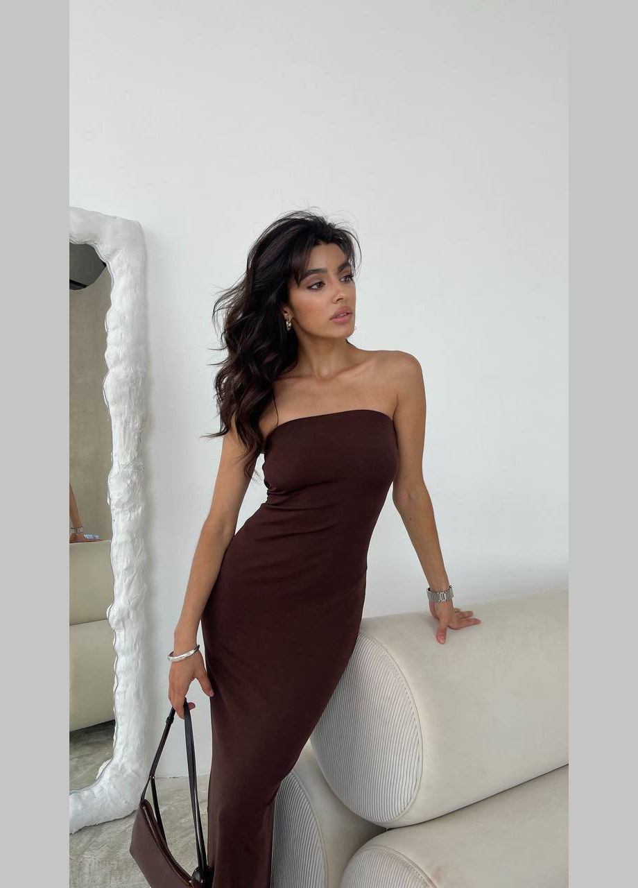 Коричнева повсякденний, кежуал сукня футляр No Brand однотонна