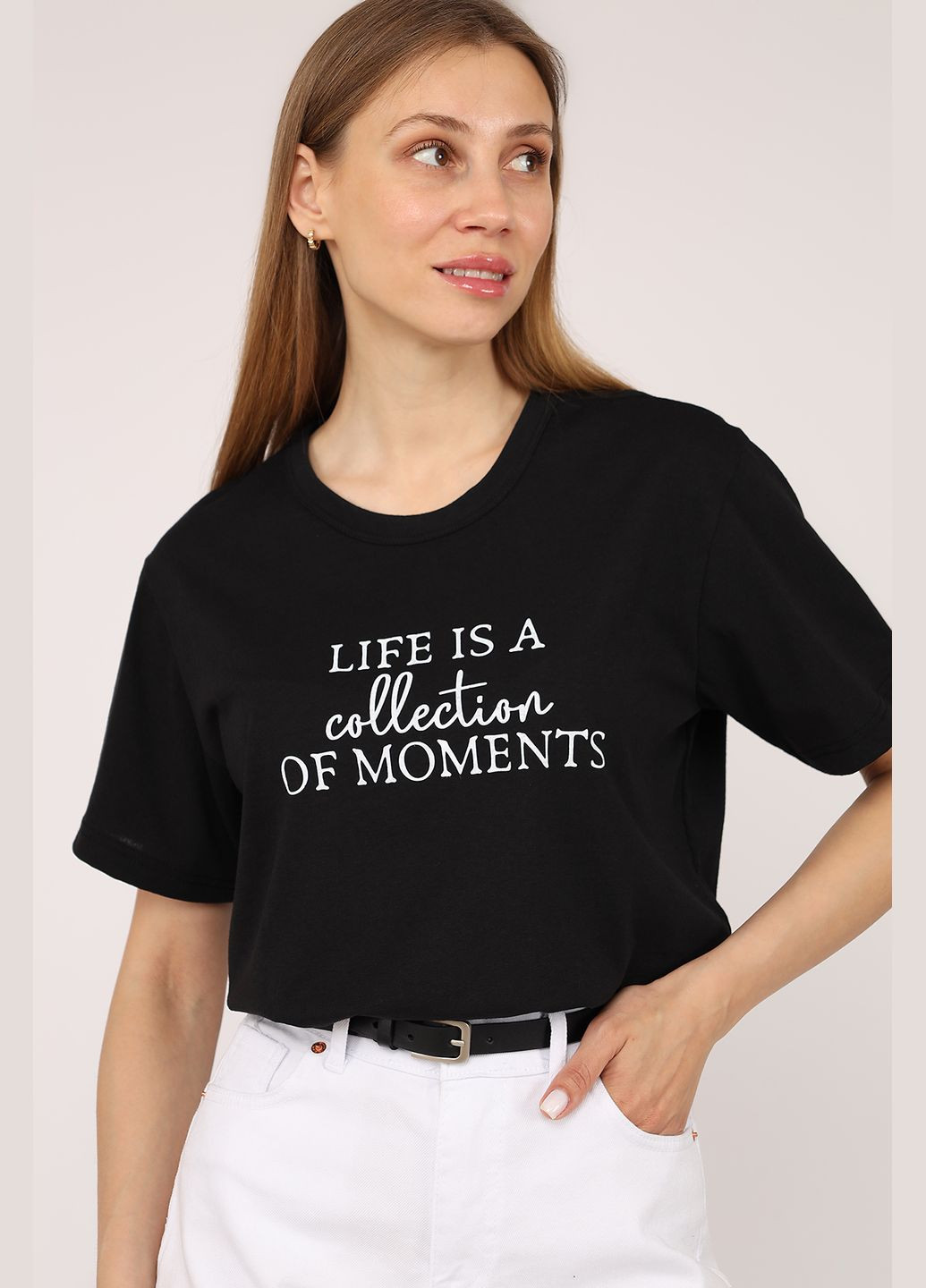 Футболка с коротким рукавом женская цвет черный CB-00272837 Yuki - (334429438)