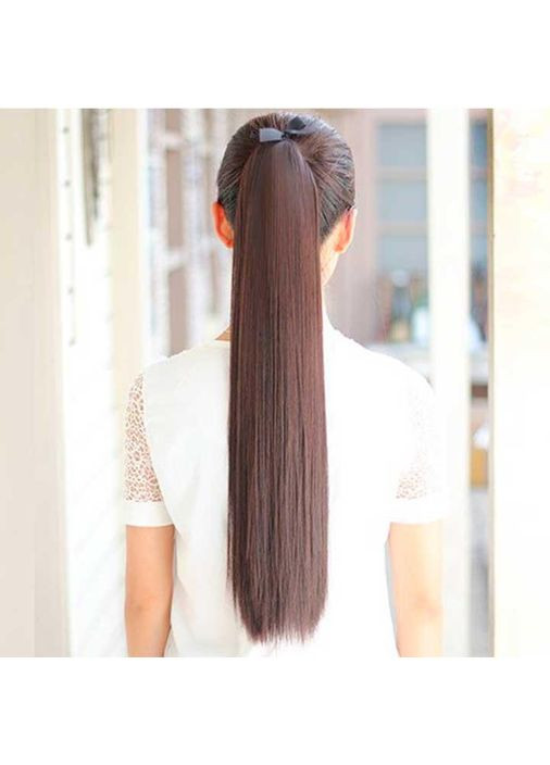 Шиньон накладной хвост на ленте Didaka прямые волосы "Шатенка" длина 50 см каштанового цвета. China (360603705)