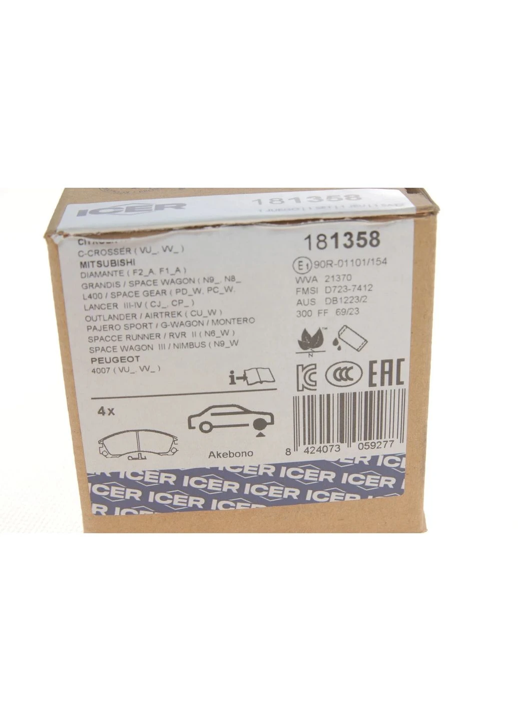 Колодки гальмівні (передні) Citroen C-Crosser 07-/Mitsubishi Outlander/Pajero 98-/Lancer/L400 94-0 181358 UA63 No Brand (339646843)