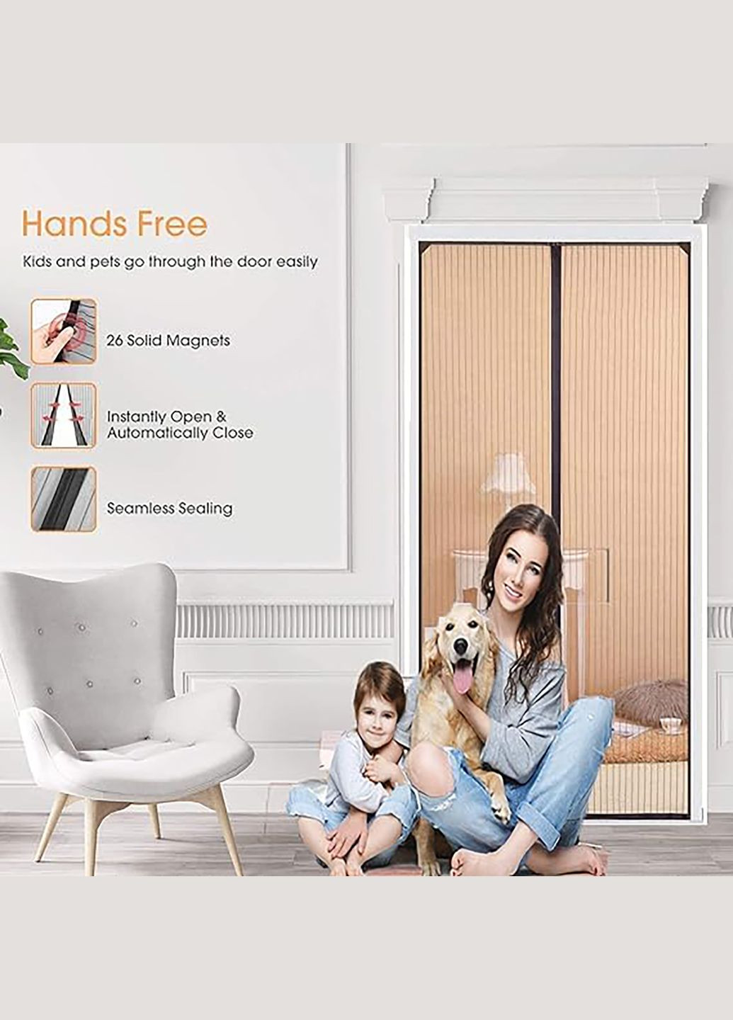 Антимоскитная магнитная штора москитная сетка на магнитах, занавеска от мух комаров насекомых 220х100 см Yu Xin (302492101)