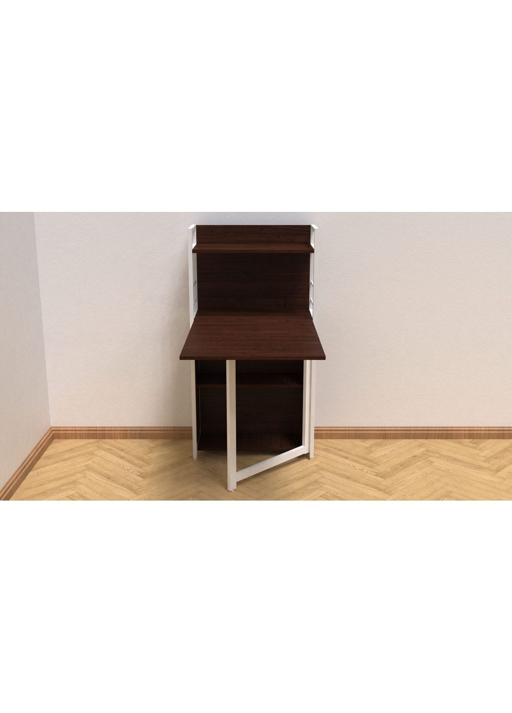 Стіл книжка з етажеркою Практик 1 1200x640x990 Білий метал ДСП Венге Магія 16 мм (FRD-105390) Ferrum-decor (360644674)