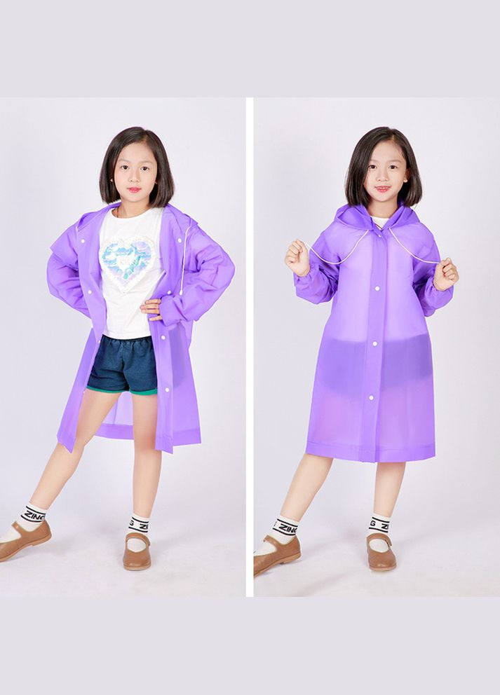 Дощовик дитячий щільний плащ яскравий з капюшоном на кнопках EVA KIDS фіолетовий Losso (330778404)