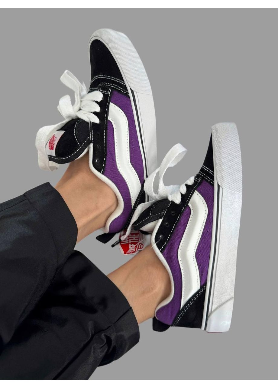Чорні Осінні кеди чоловічі vans knu purple black / white ванс кну скул No Brand