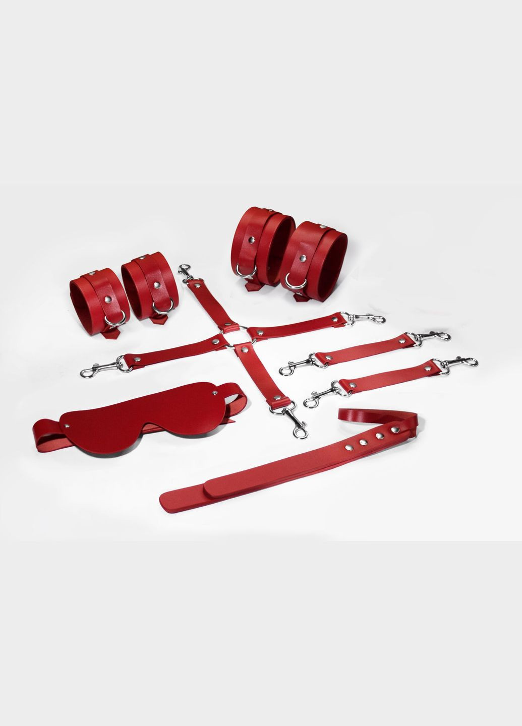 Набір BDSM Kit 5 Red, наручники, поножі, хрестовина, маска, падл Feral Feelings (291439724)
