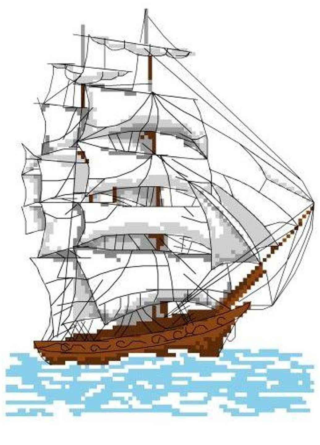 Набор для вышивания нитками крестом "Парусник в плавании" облака море нитки мулине канва игла канва с рисунком No Brand (333165496)