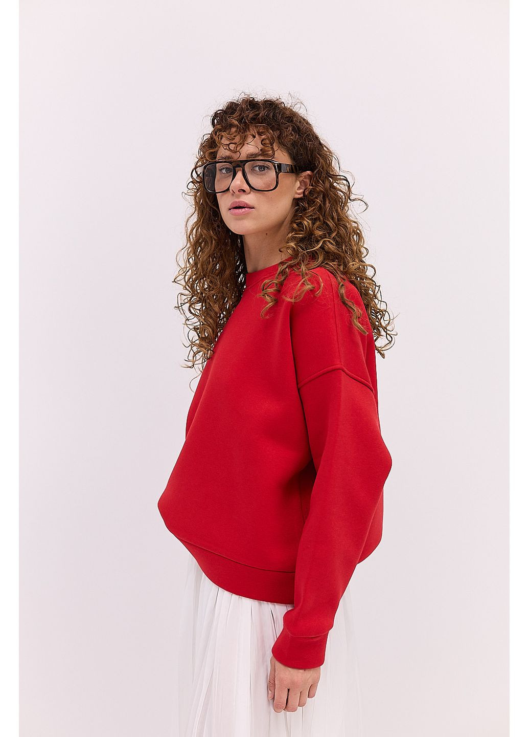 Красный утепленный женский свитшот коричневый с принтом на спине Arjen (361056629)