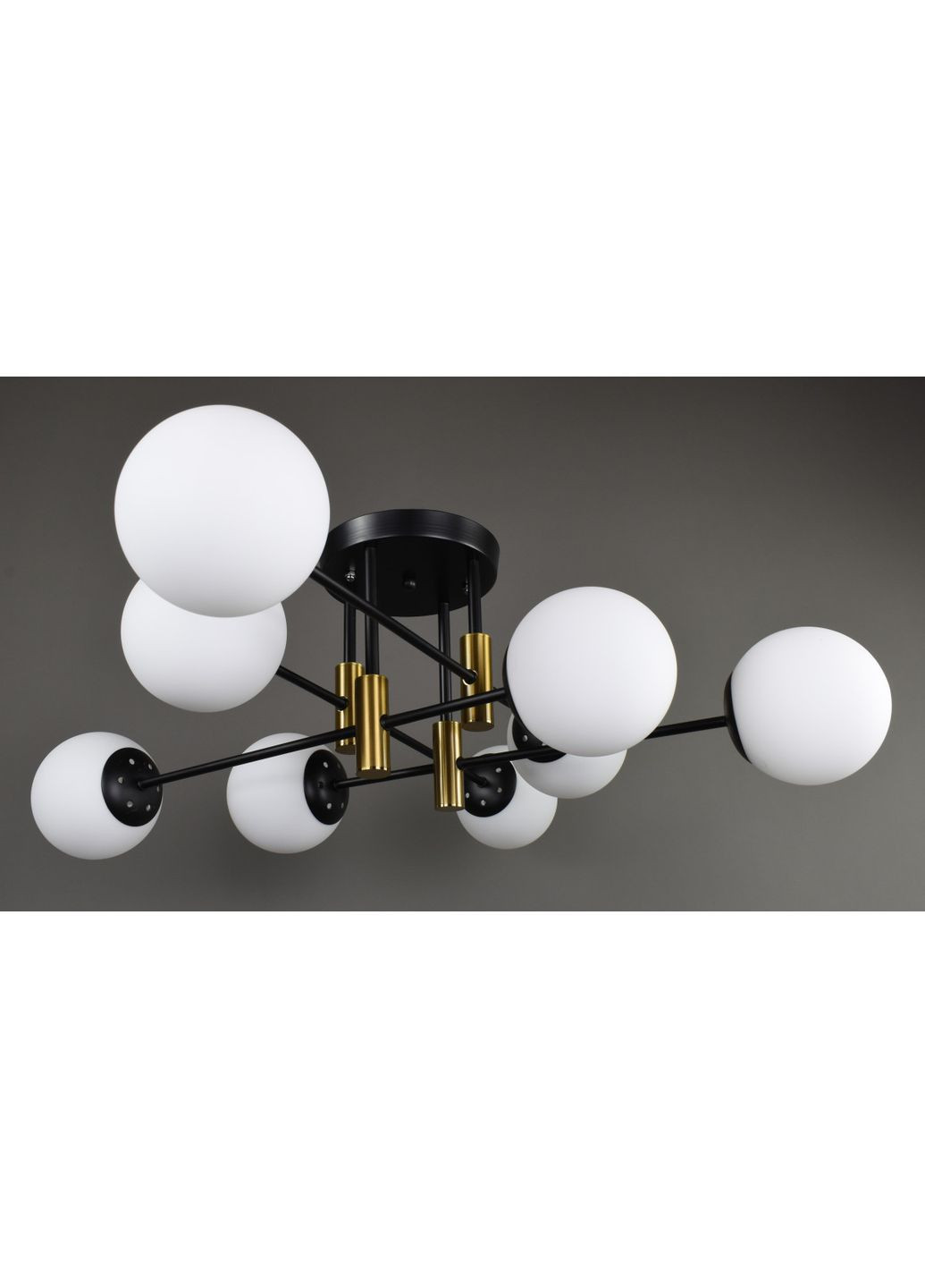 Люстра стельова на 8 лампочок 28253 Чорний, латунь 26х82х82 см. Sunnysky (365680464)