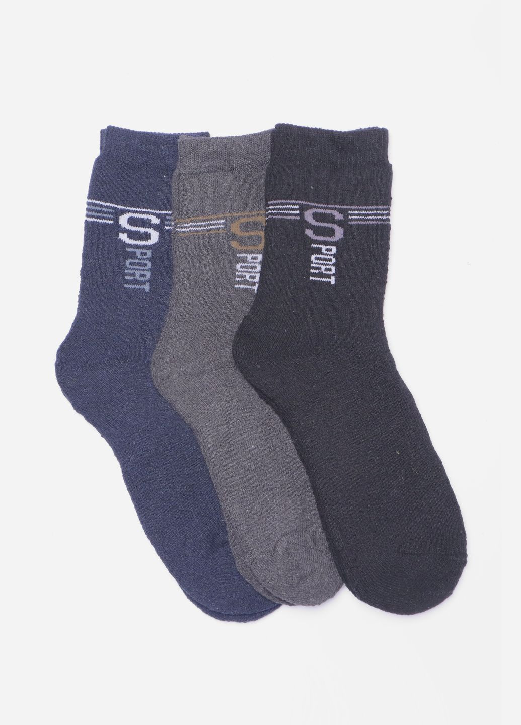 Комбіновані набір шкарпеток чоловічих махрових 3 штуки Let's Shop однотонні (304726596)