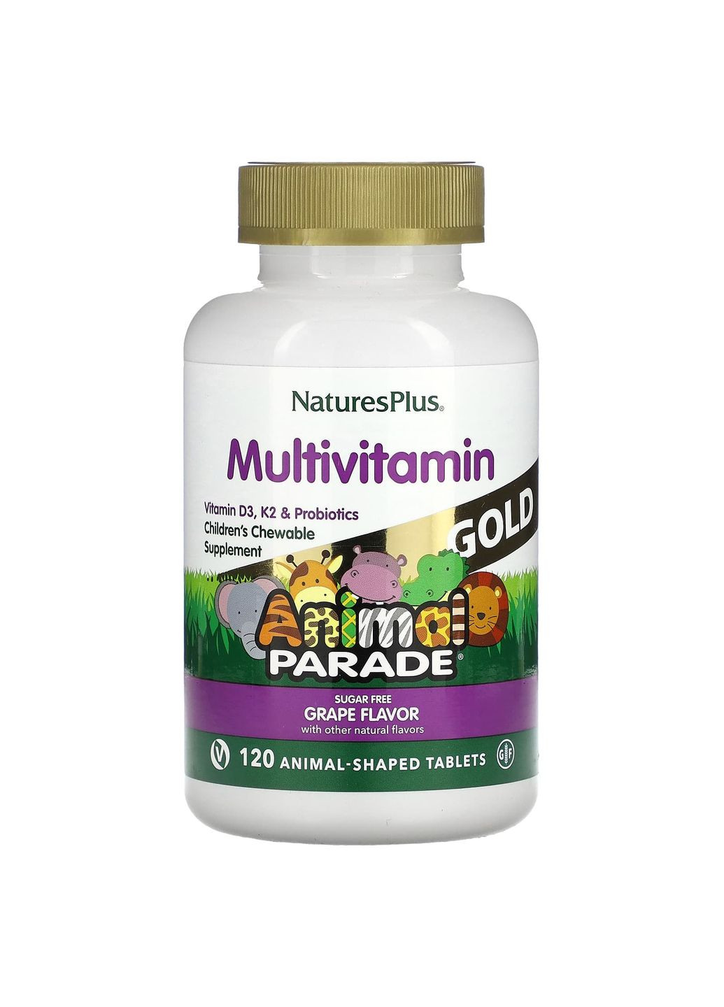 Витамины для детей, Children's Chewable Multi-Vitamin,, Animal Parade, вкус винограда, 120 таблеток в форме животных Nature's Plus (351382843)
