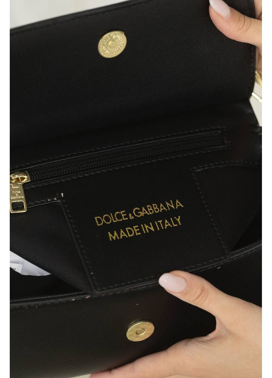 Шкіряна сумка жіноча Dolce&Gabbana Sicily Handbag Black/Gold класична Дольче Габана чорна крос боді No Brand (367837653)