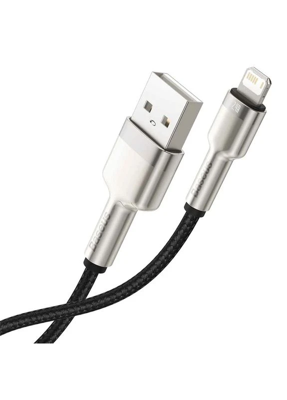 Кабель Cafule Series Metal Data Cable USB to IP 2.4A 2m Black Baseus (388967618)