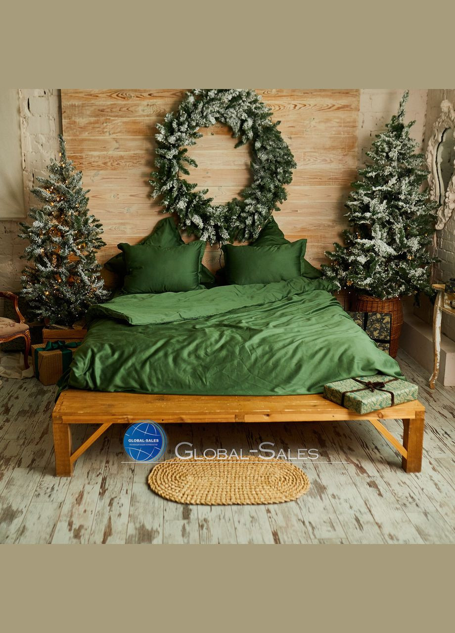 Сатиновая Гладкая Семейная Изумрудное постельное белье Calippo 150*220см Calipso (316632314)