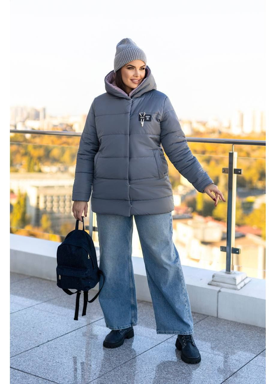 Графітова зимня жіноча зимова куртка з утеплювачем синтепон 250 — заміри в описі куртка-пальто DK/DL Мода без кордонів