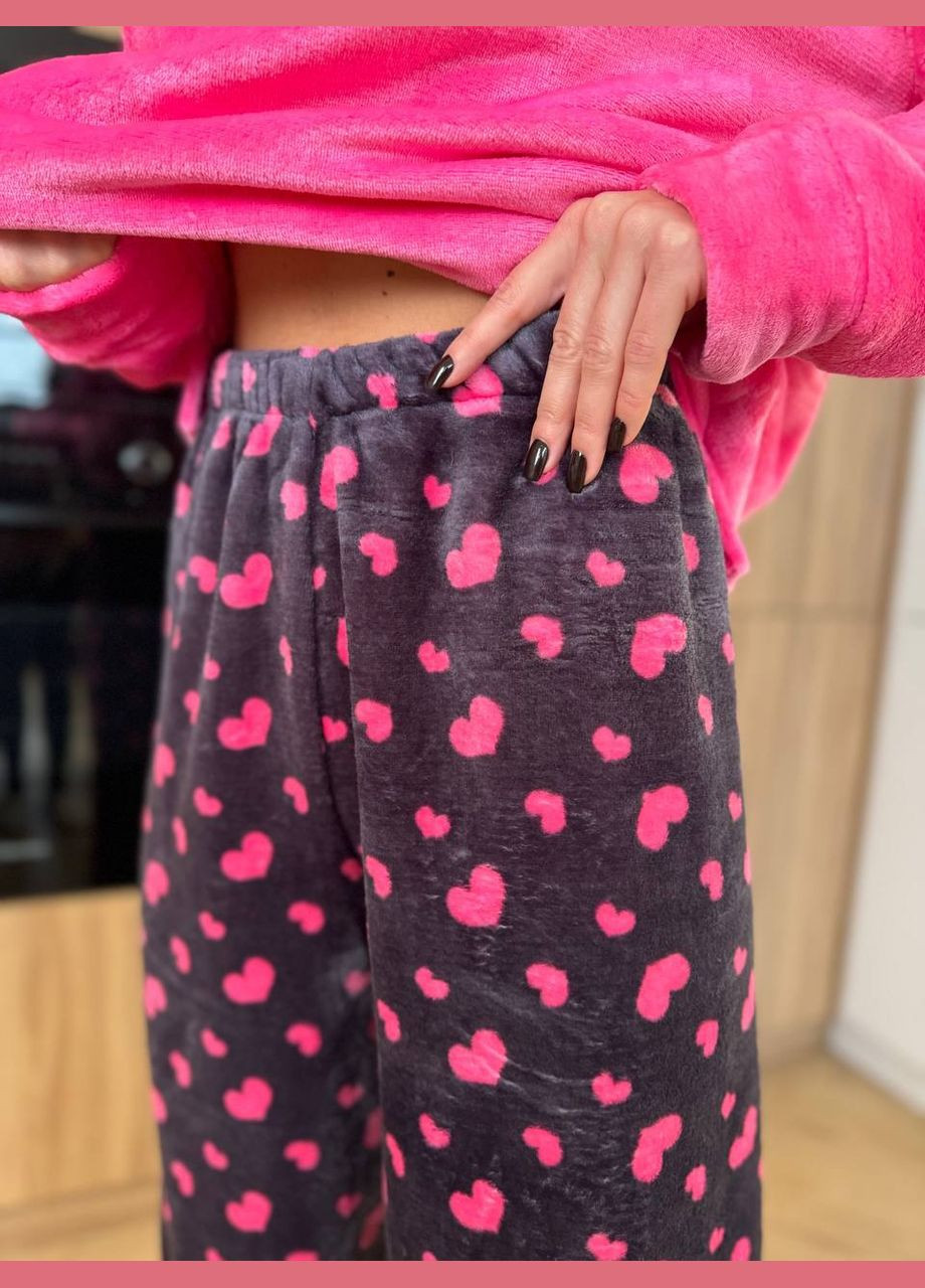 Рожева зимня піжама кофта + брюки No Brand