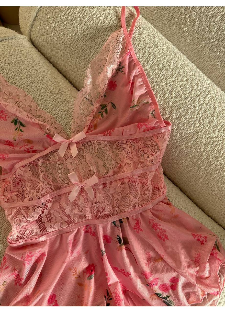 Рожевий мінімайзер жіночий комбінезон | ніжний з мереживом, рожевий Vital-Textile без кісточок поліестер, еластан