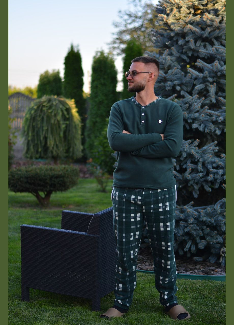 Флисовая теплая мужская пижама / домашний костюм. (зеленый) Pijamoni (307497337)