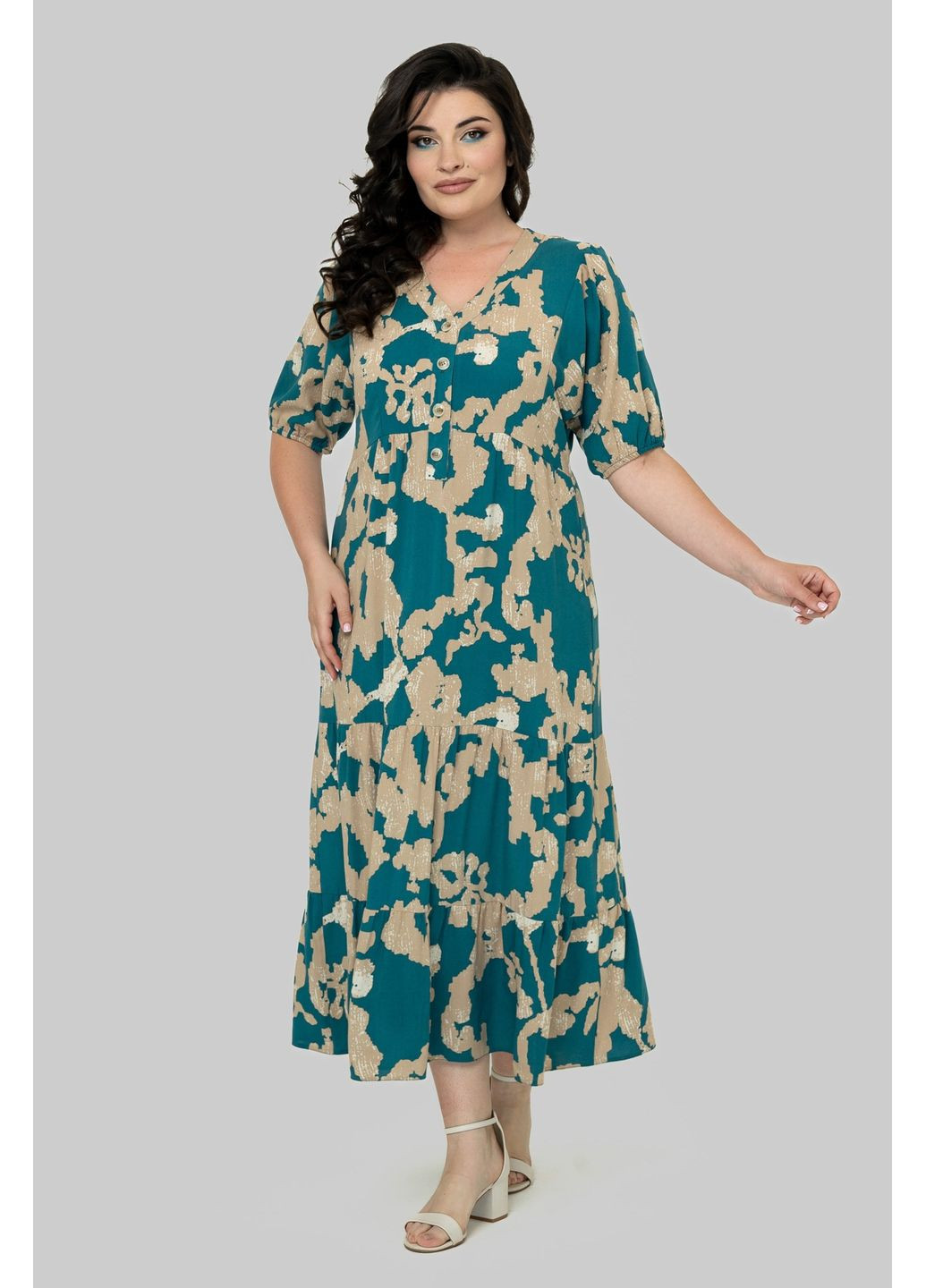 Бірюзова повсякденний сукня напівприлягаючого силуету з v-подібним вирізом all posa (ap102510p) A'll Posa