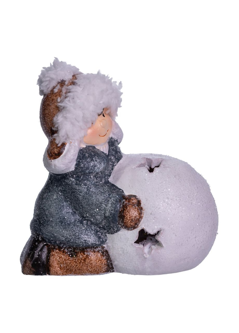 Новогодняя фигурка с подсветкой Девочка со снежным шаром из фарфора 11×7×12 (см) новогодний декор для дома на подарок CR-5-12 Yiwu (370706043)