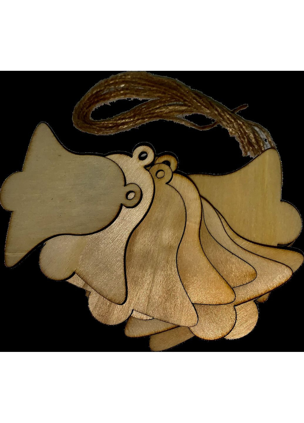 Набор из 10 деревянных украшений для праздника с верёвками подвески для ёлки колокольчики No Brand (315633127)