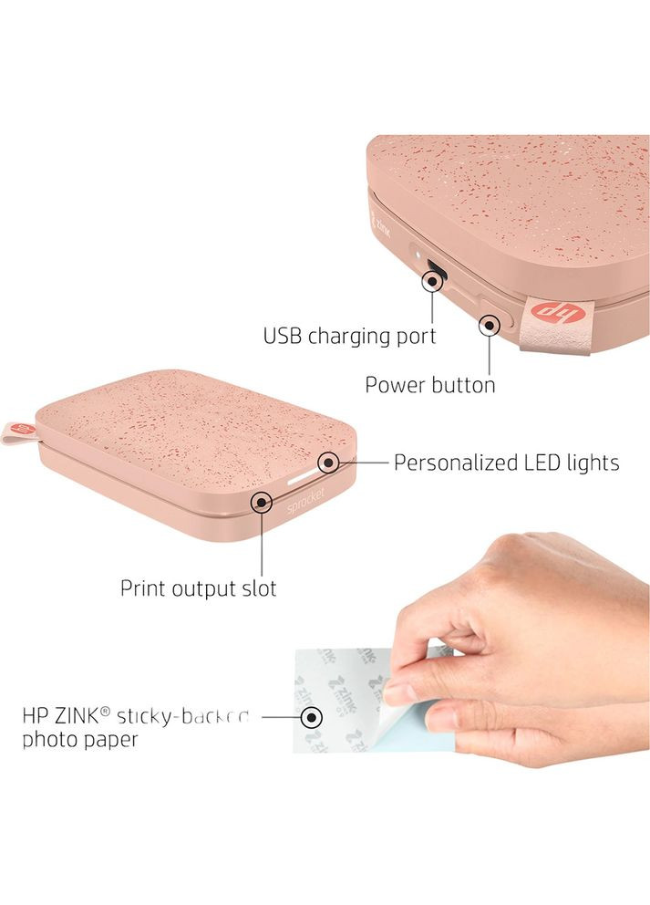 Фотопринтер Sprocket Blush Pink (HPISPP) HP (337689889)