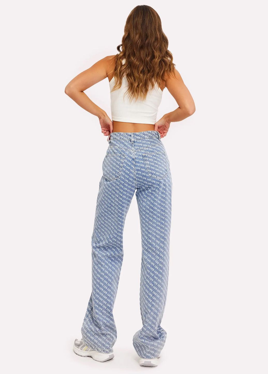 Сині високі прямі джинси з принтом LVS Loavies - (302672152)