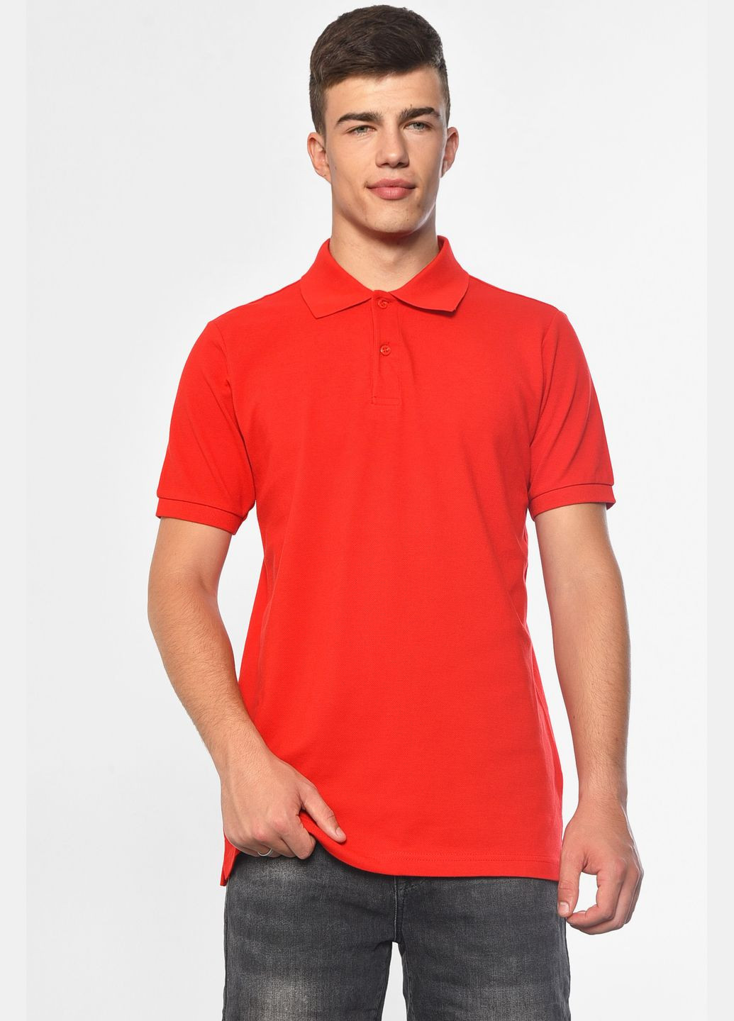 Червона футболка чоловіча поло червоного кольору Let's Shop