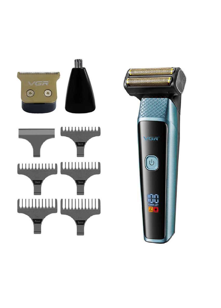 Електробритва-шейвер V-366 з насадками синій VGR (315637874)