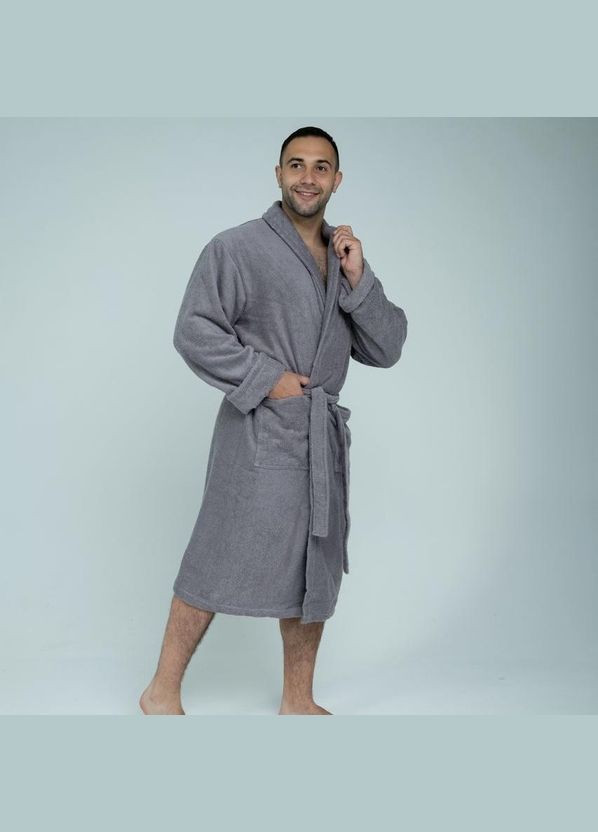 Халат махровий чоловічий на запах Сірий (П4К-lel-mahra-004-02) No Brand (308864417)