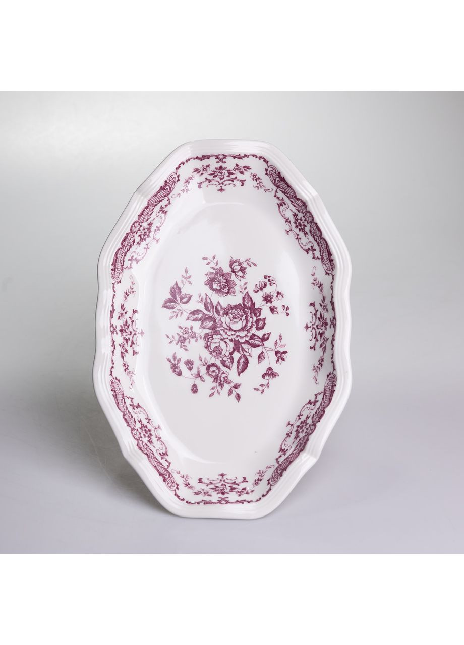 Столовый набор посуды тарелок и чашек 32 предмета на 6 персон "Бордовый Меандр" фарфоровый YY78-3A Yiwu (371162036)