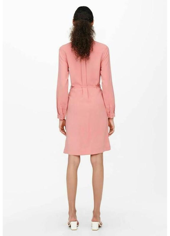 Розовое платье рубашка платье меди кэжуал Only