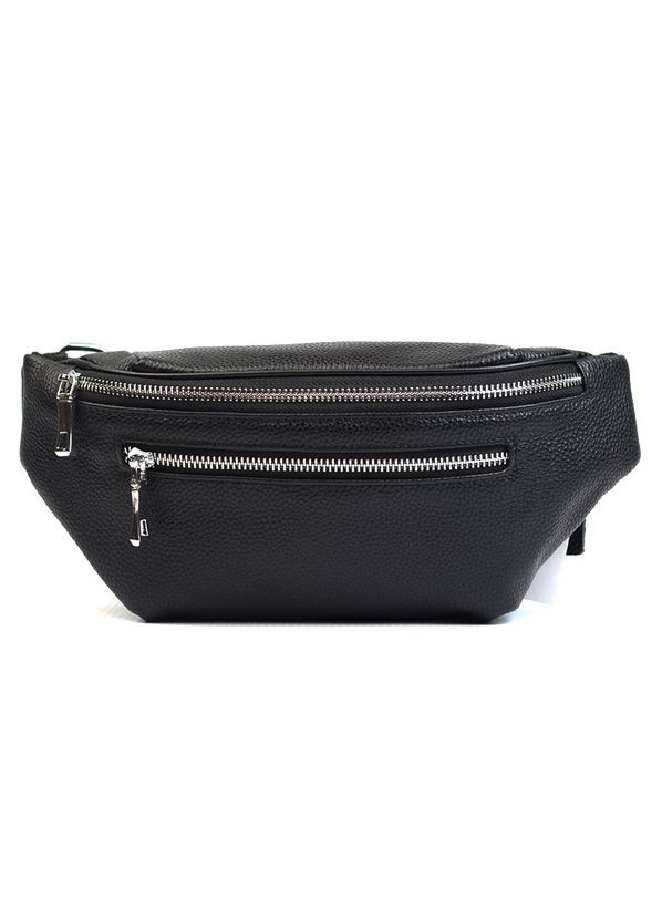 Сумка бананка шкіряна чорна маленька поясна нагрудна через плече No Brand (360985344)