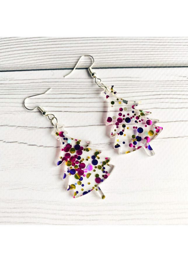 Серьги Ёлка с розово-фиолетовыми блёстками CASE CONTROL (360657818)