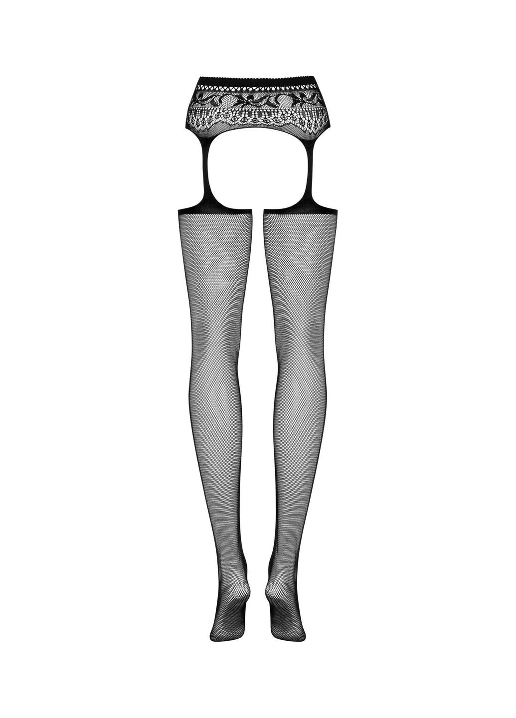 Сетчатые чулки-стокинги с кружевным поясом Garter stockings S307 черные - CherryLove Obsessive (282958928)