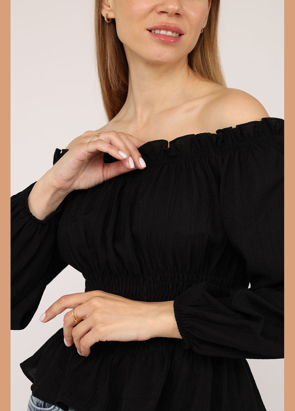 Чёрная женская блуза цвет черный цб-00277415 Yuki