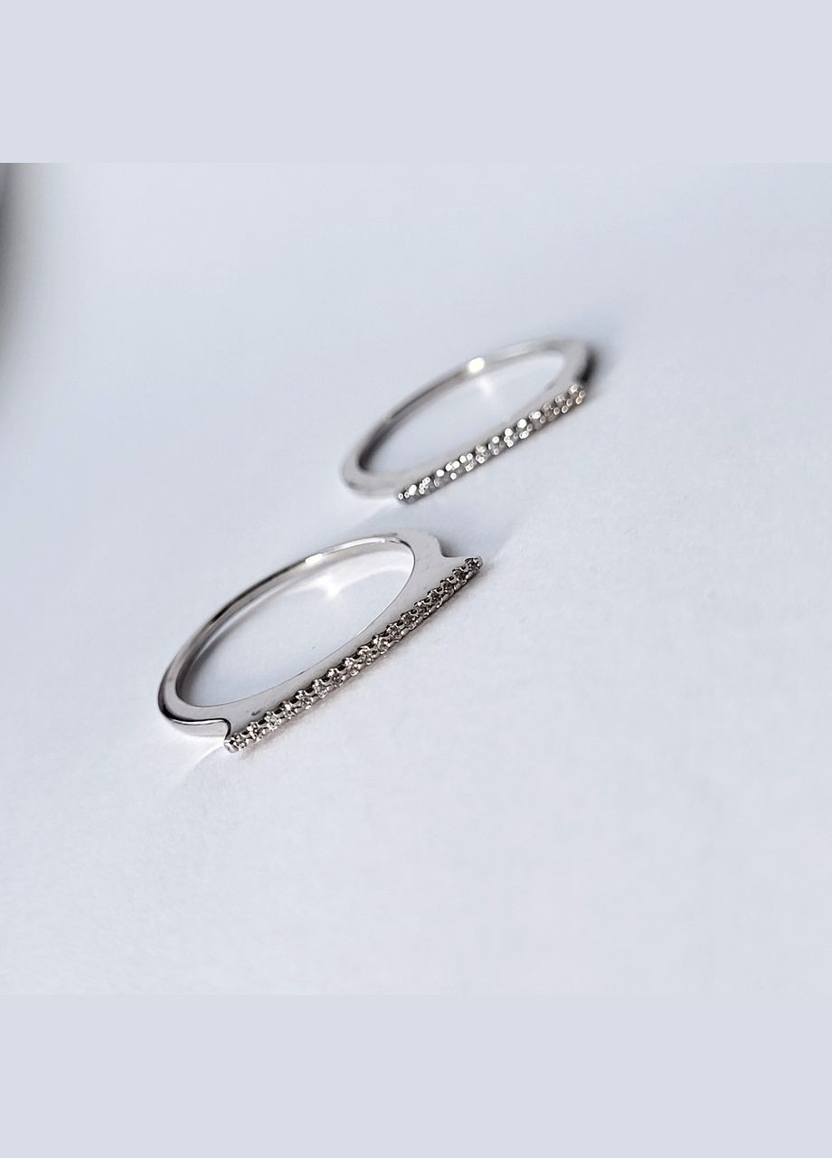 Кольцо серебряное женское колечко 2 в 1 вставка куб.цирконий размер серебро 925 пробы родир. 81679б 2.72г No Brand (306741718)