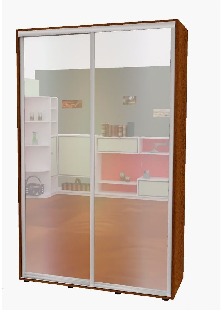 Шкаф-купе двухдверный 150*60*230 см Орех лесной 2 двери Зеркало Алекса (360477123)