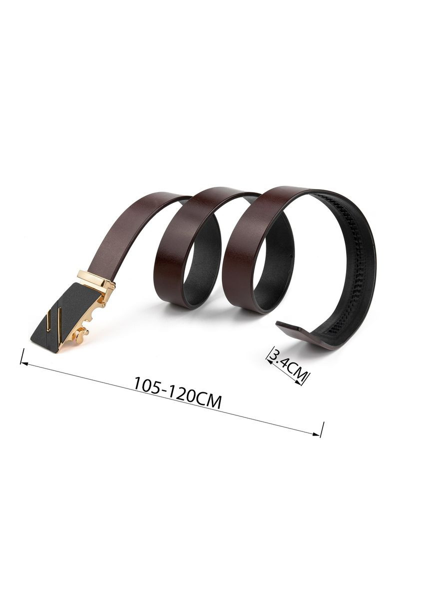 Ремінь чоловічий з золотистою пряжкою і чорною вставкою 20324 Vintage (337353031)