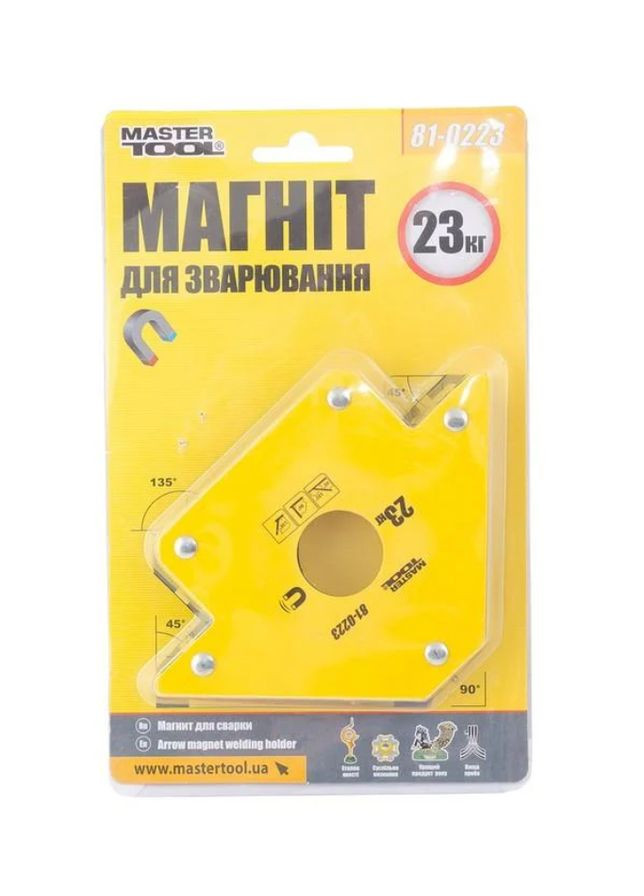 Держатель магнитный для сварки 23 кг трапеция (81-0224) желтый Mastertool (349819129)