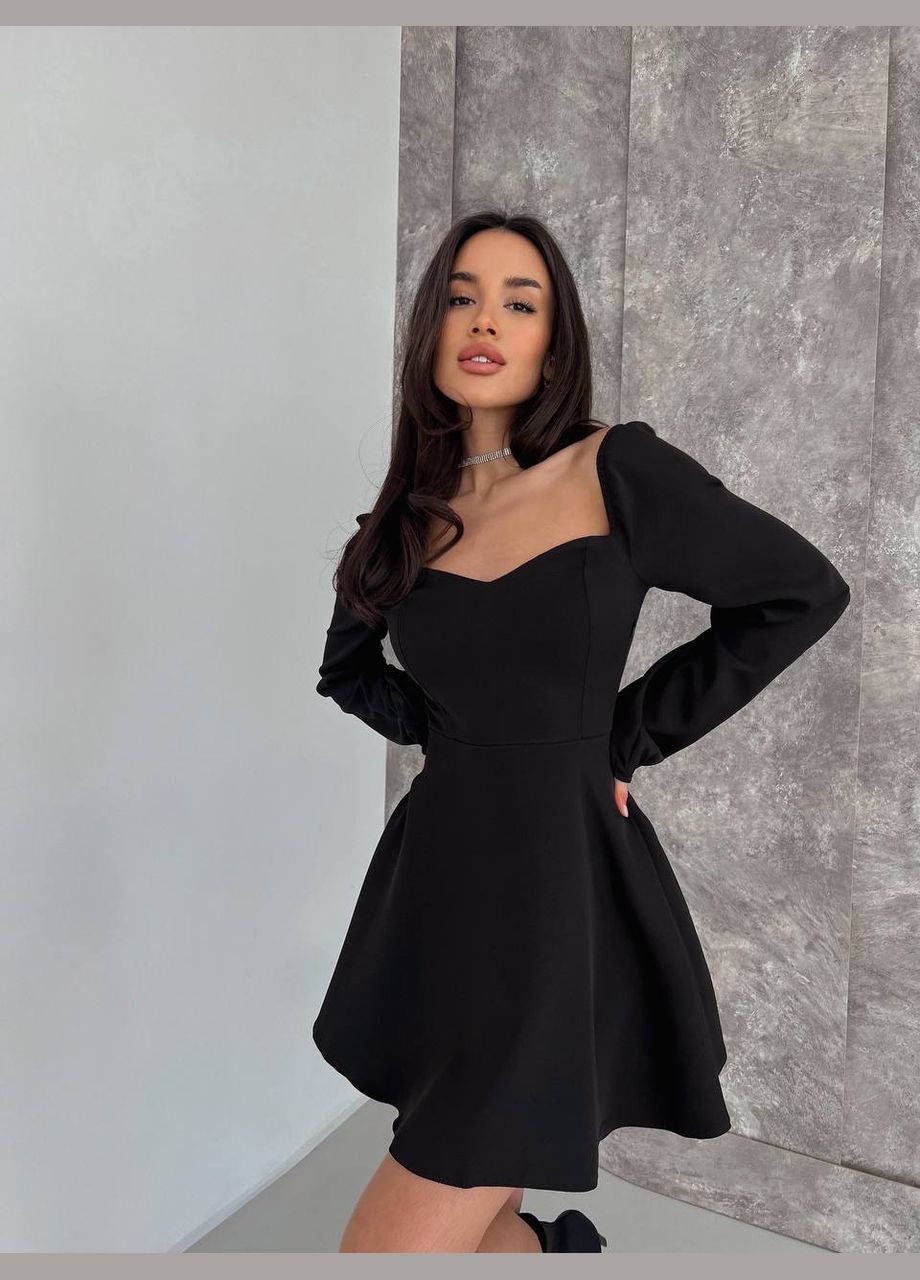 Черное коктейльное, деловое, повседневный, кэжуал, вечернее женское платье клеш No Brand