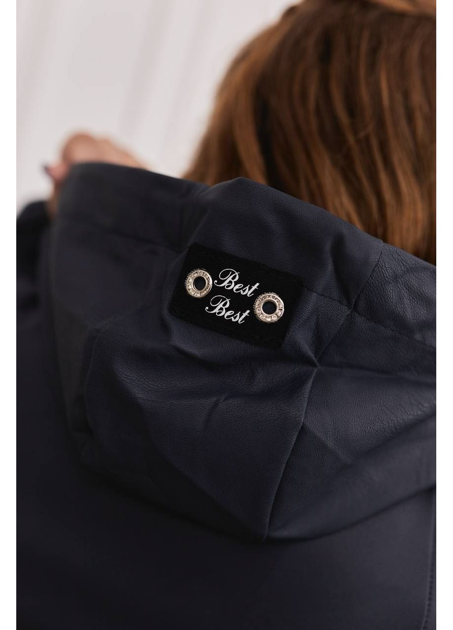 Темно-синяя демисезонная женская куртка из эко-кожи. Україна