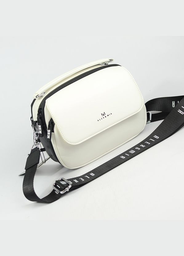 Чорно-біла жіноча маленька овальна молодіжна сумка крос боді через плече No Brand (290187040)