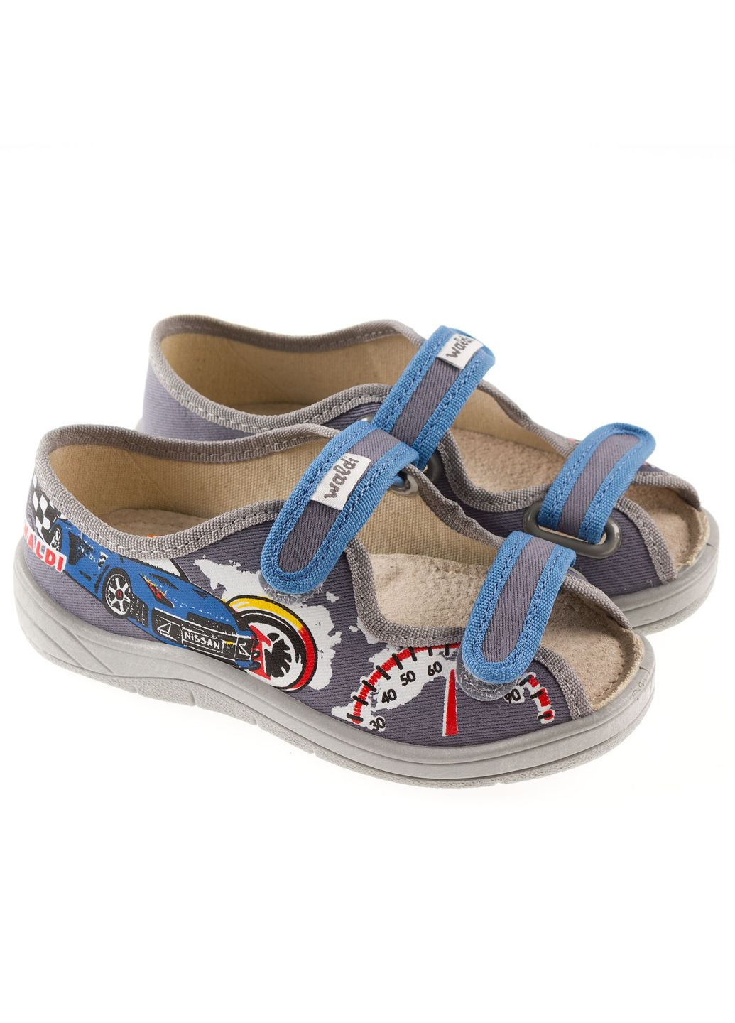 Серые сандалики текстильные для мальчика Waldi