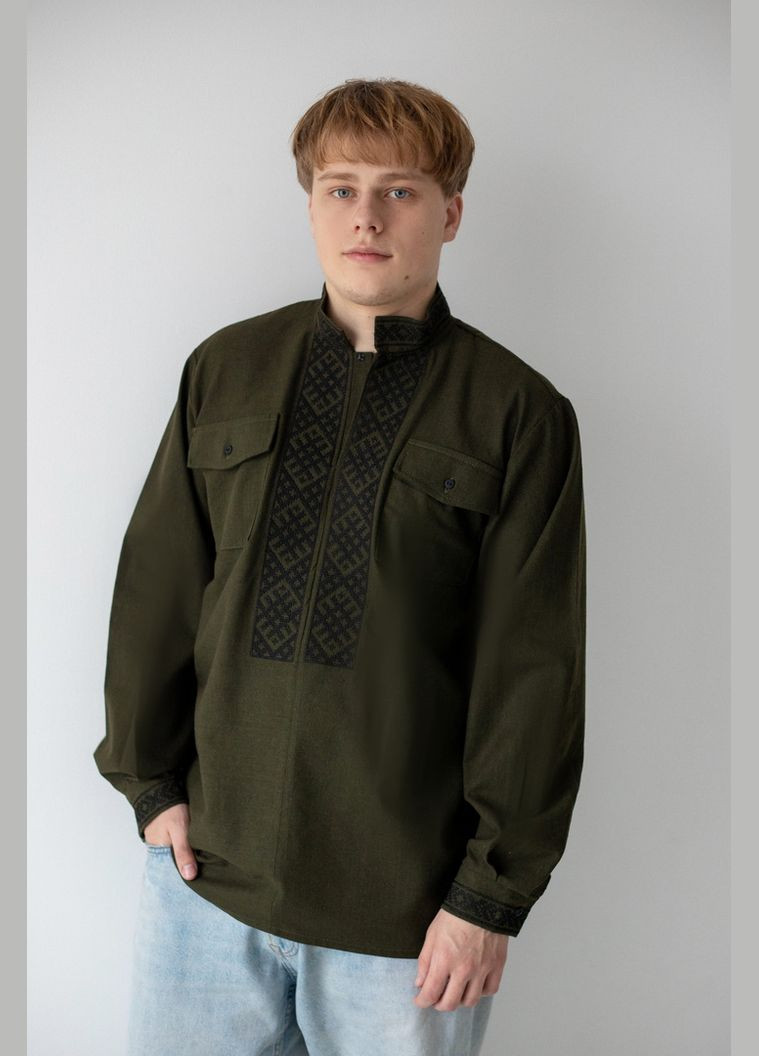 Хакі сорочка чоловіча 08-2444-71в Авекстекс льон (331786671)