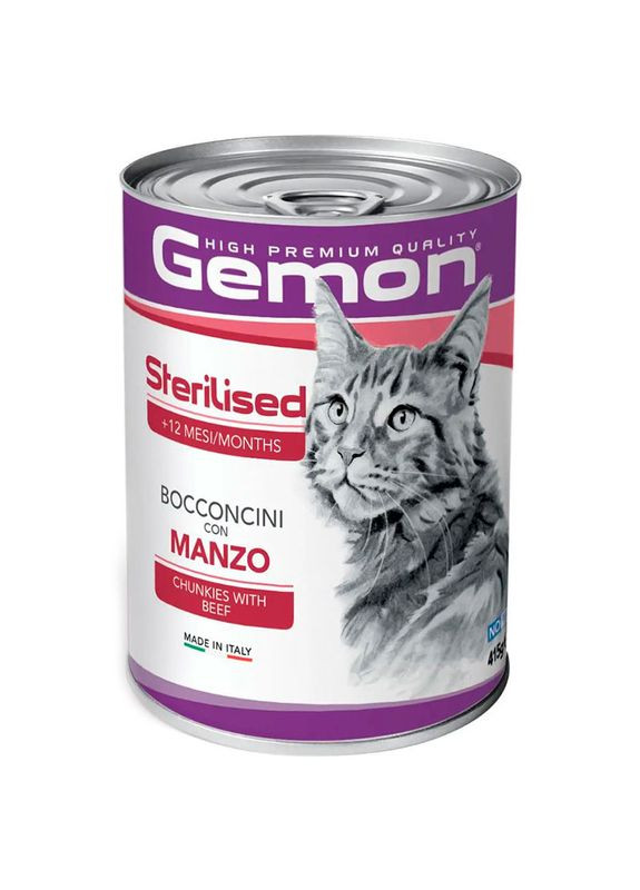 Cat Adult Chunkies with Beef - Влажный корм с говядиной для взрослых котов 415 г (8009470300704) Gemon (327055947)